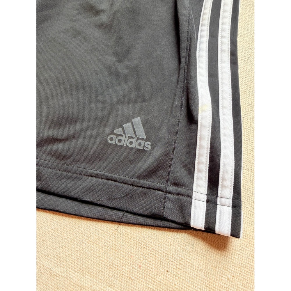 Adidas Mens black 3-Stripe Athletic Gym Basketball Shorts Side Pockets - Picture 2 of 7